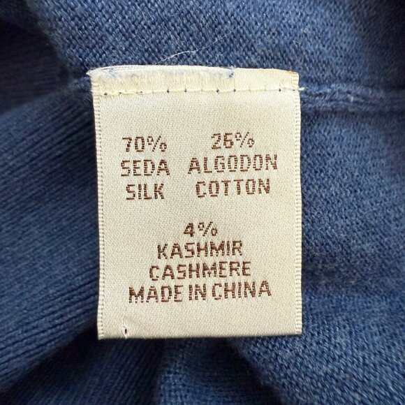 Peter Millar Silk Cashmere V-Neck Sweater Vest Pullover Mens Large Blue Golf Dad - Picture 9 of 10